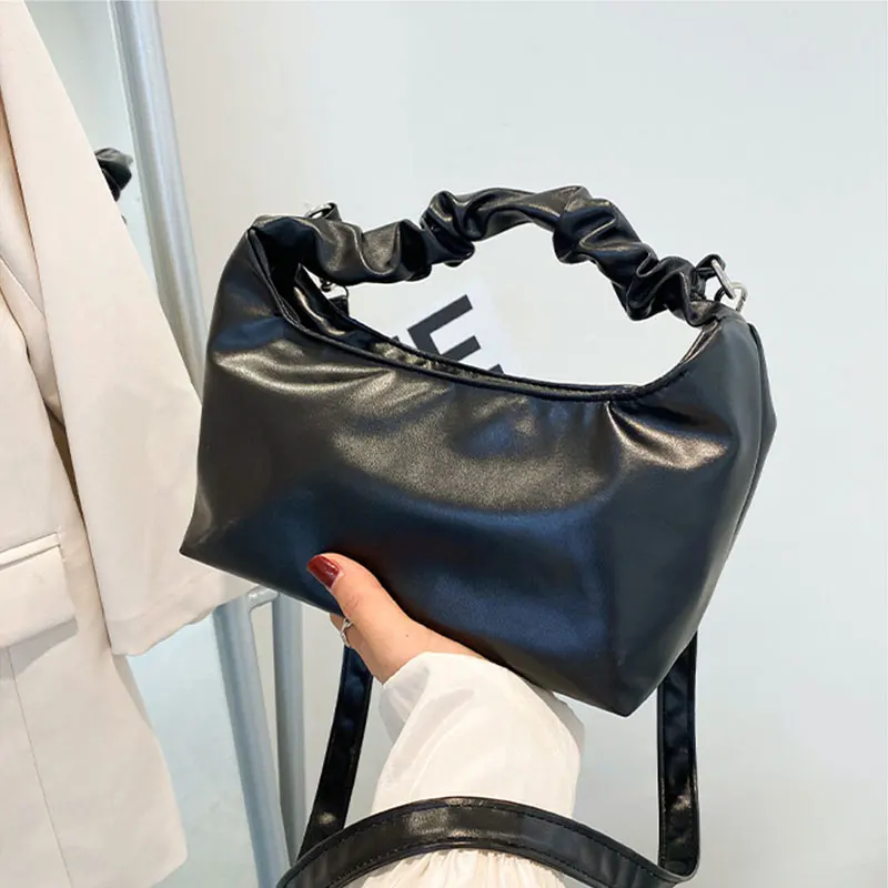 

Fashion Shoulder Armpit Bag Women Korean Soft Pu Small Solid Color Phone Cosmetic Bag Female Crossbody Bags Simple Joker Handbag