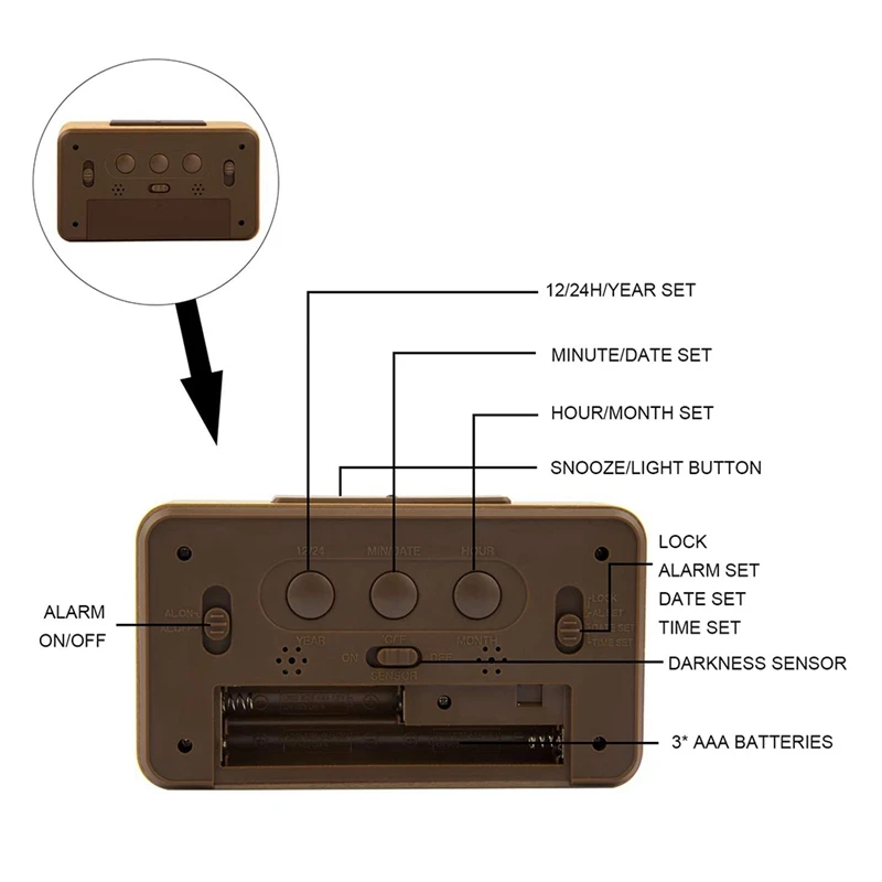 Светодиодный цифровой будильник со звуковым сигналом смарт Сенсор Ночной
