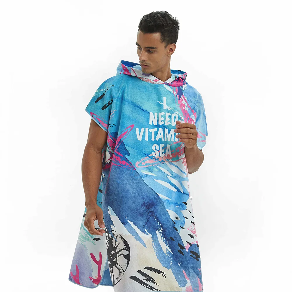 Quick-Dry Microfiber Beach Towel Outdoor Sports Hooded towels Diving/Surf/Swim Cloak Poncho Changing Robe Towels |