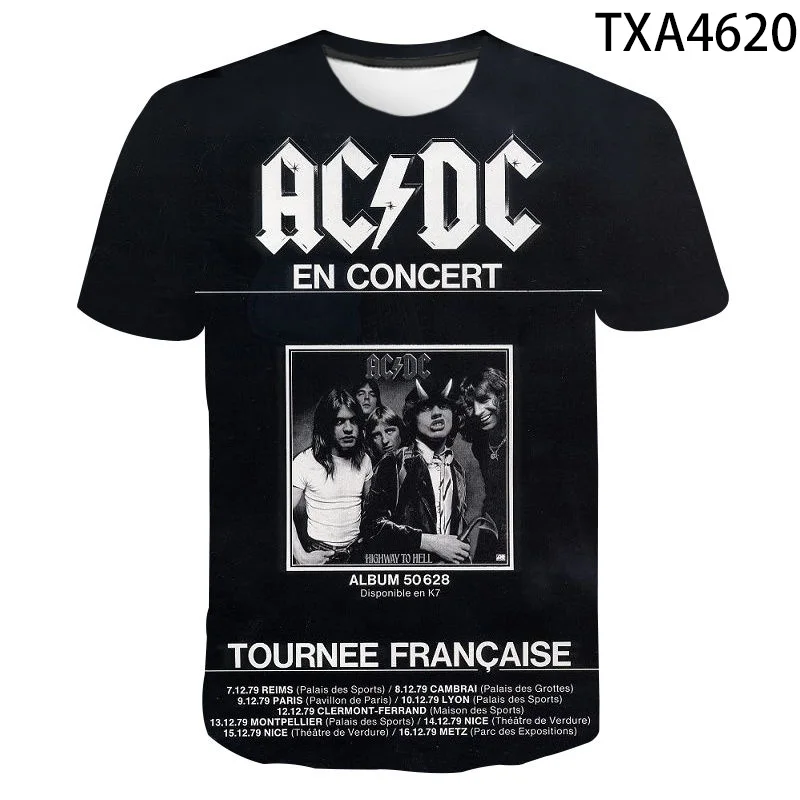 

Men's AC DC 3D Printed T-shirt Boys Girls Fashion Short Sleeve Casual Shirt Cool Street O-Neck Oversized Top Summer