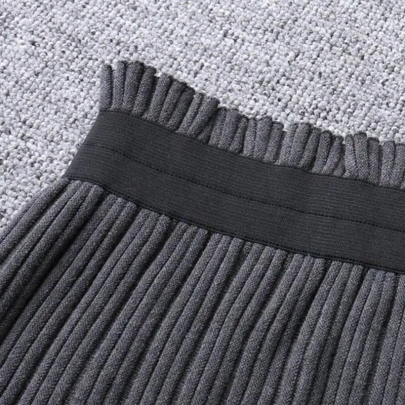 

Autumn& Winter New Korean Knit Skirt High Waist Thin Stretch Simple Versatile Casual Women A-line Long Skirt Tide Free Shipping