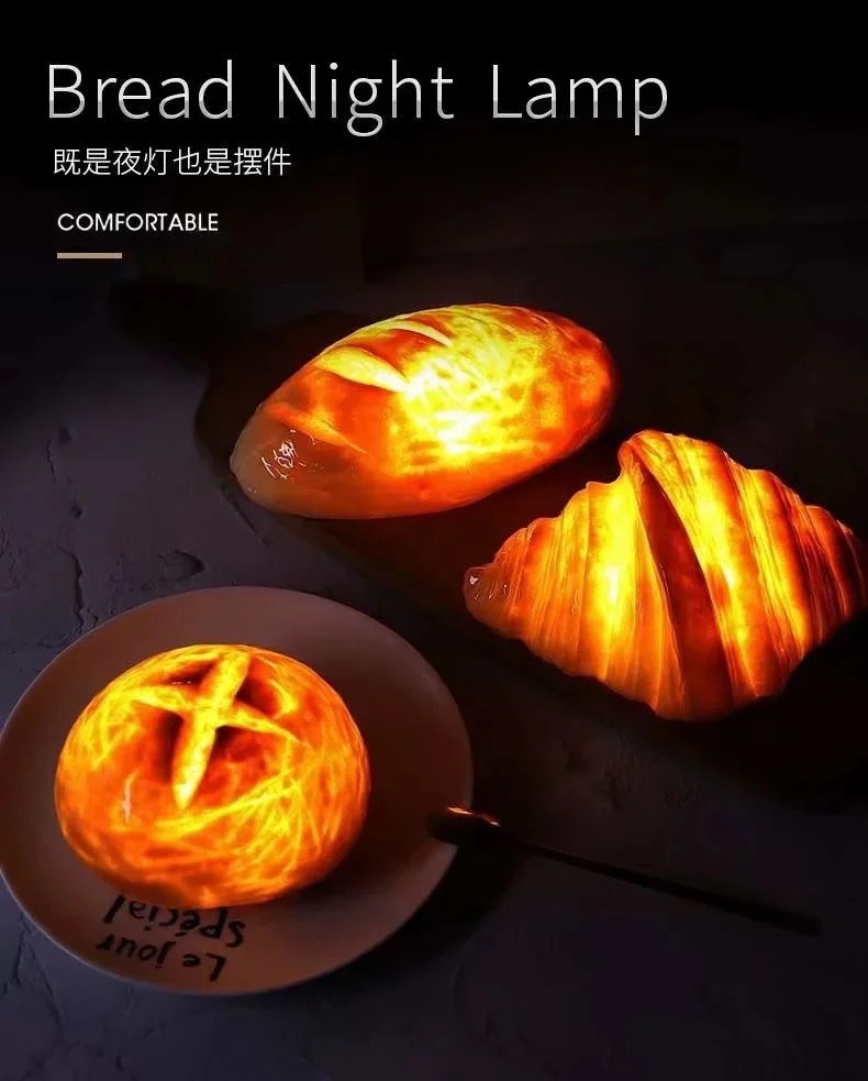 

Trendy Toys Peripheral Simulation Bread Toast Croissant Night Light Decoration Boxed Figure 6CM Height Funny Personality