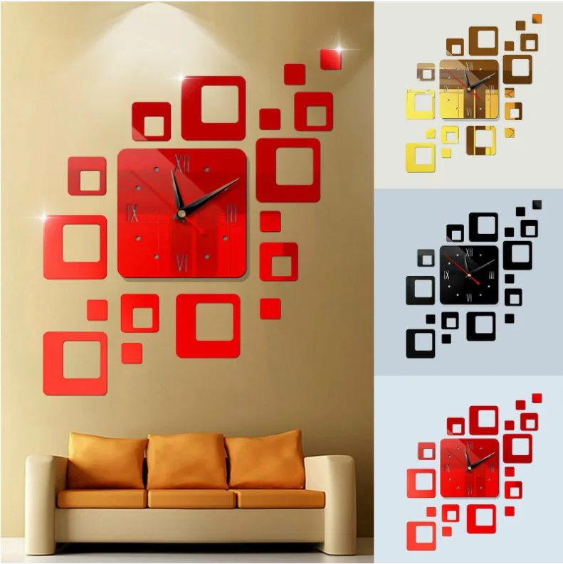 

Creative Acrylic Mirror Wall Sticker Wall Clock Modern Simple Mirror Clock