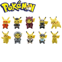 takara tomy 10pcs set pikachu pirate detective pokemon toy hand made model doll decoration action figures toys for kids