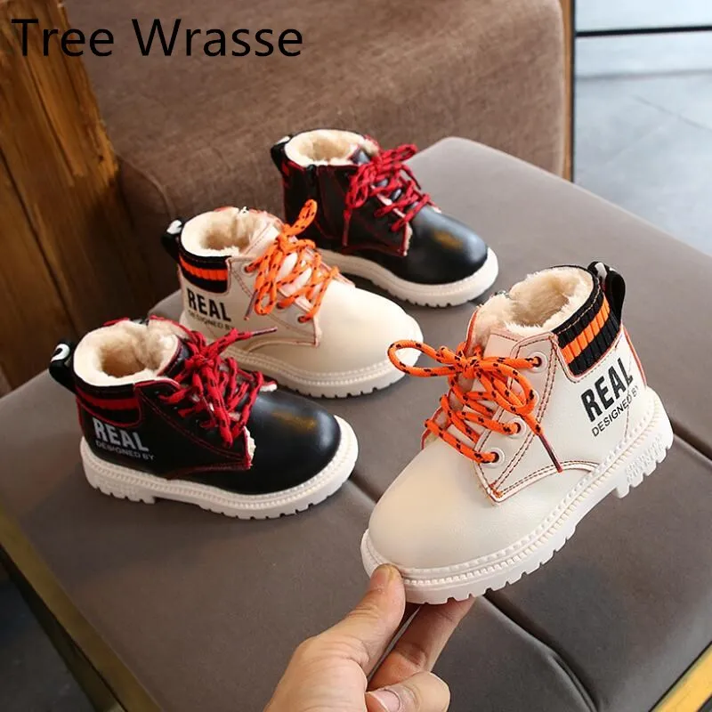 Ботинки детские зимние из хлопка на молнии сбоку для мальчиков и девочек |