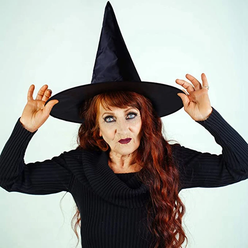 

12x Halloween Witch Hat Witch Costume Accessory Black & 1set Halloween Banner Decorations Trick or Treat Porch Signs