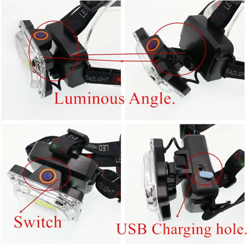 

Climbing Headlamp Cycling Fishing Flashlight LED Torch USB Rechargeable