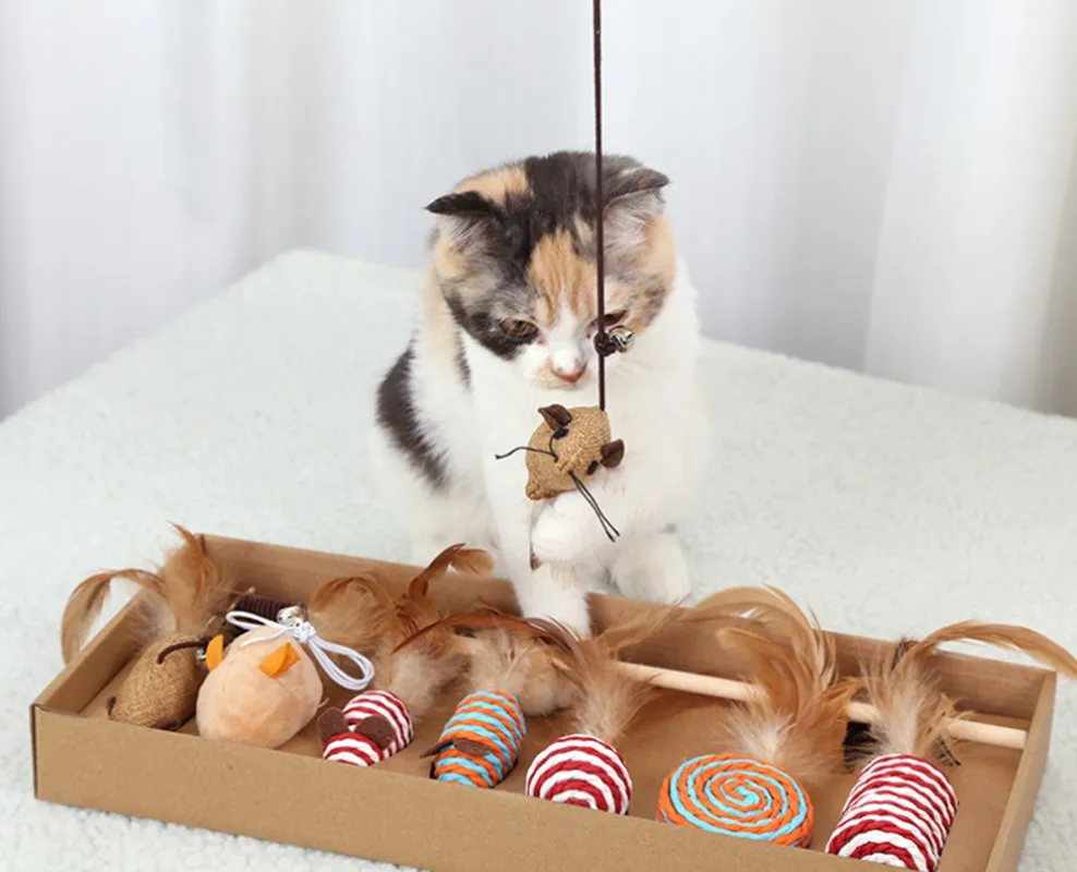 7 шт./компл. кошка игрушка пеньковая веревка кошачьи интерактивные игрушки