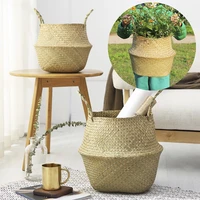 seagrass storage basket folding flower pot flower arrangement display flower gardening decoration plant portable for living room