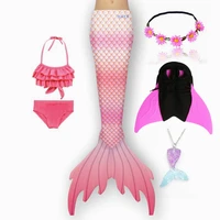 childrens little mermaid tail with monofin mermaid tube top bikini beach swimming swimsuit fish tail girl princess dress costum