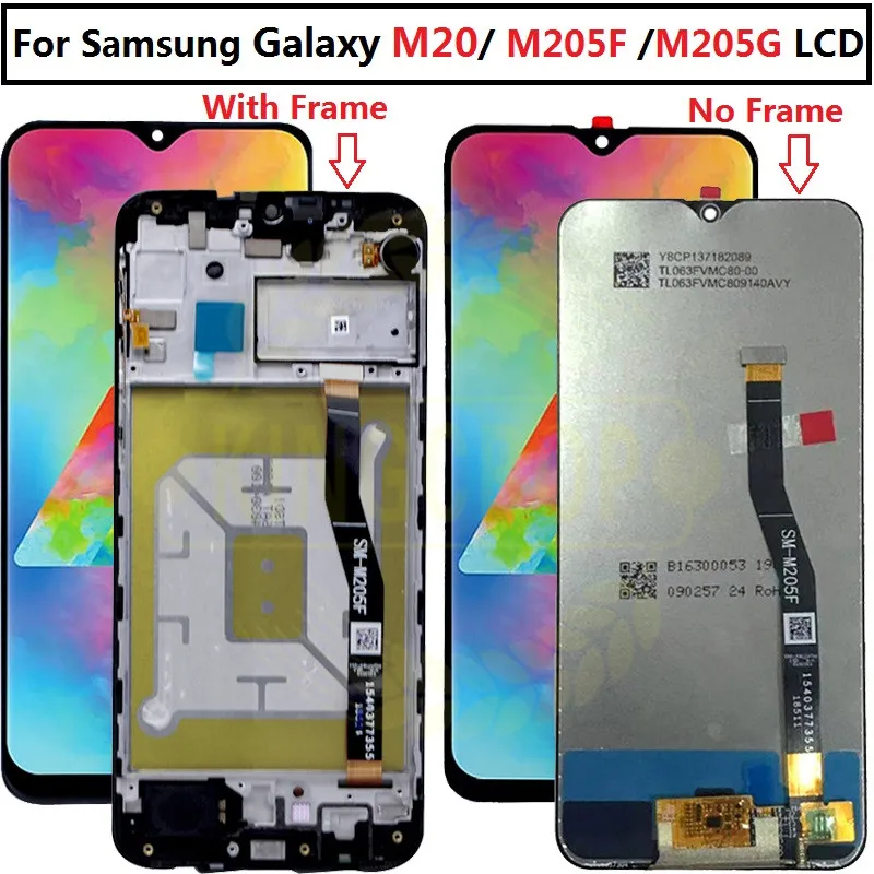 6,3 ''для samsung Galaxy M20 SM-M205 M205F M205G/DS lcd с рамкой дисплей кодирующий преобразователь сенсорного экрана в сборе Замена M20 lcd