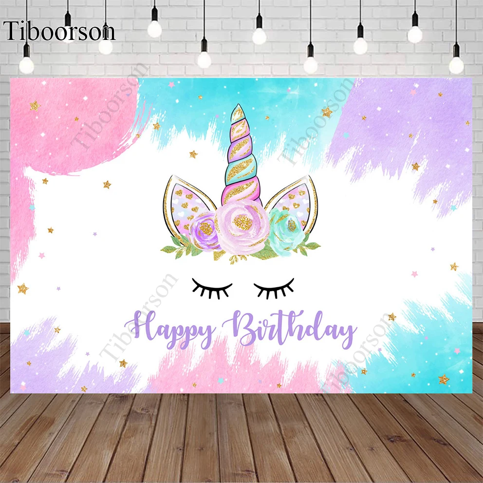 

Dreamy Unicorn Customized Name Newborn Girl Baby Birthday Photography Backdrop Decor Backgrounds Photo Studio Cartoon Banner