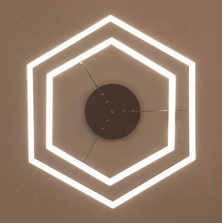 Простая светодиодная офисная люстра с шестигранным кольцом для гостиной