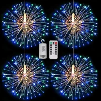 180 led firework string lights 8 mode explosion star copper silver wire fairy light decoration lamp remote control string light