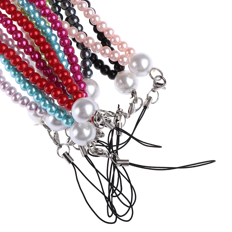 

Lanyard For Keys Universal Artificial Crystal Pearl Neck Straps Cell Phone Mobile Belt Hang Chain Key ID Pass Card Phone Straps