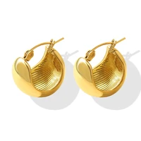 ins 316l stainless steel 18k gold plated geometric u shaped irregular design hoop earrings for women simple jewelry waterproof