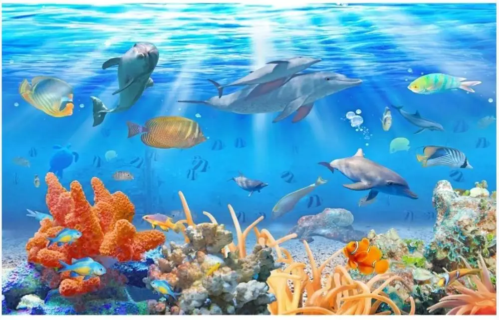 3D фрески обои на заказ фото HD подводный мир Дельфин фон настенные бумаги декор