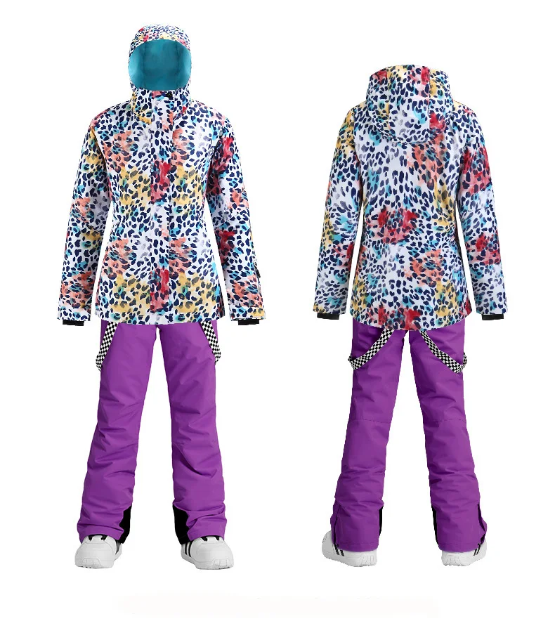 Зимний лыжный костюм женский ветрозащитный для сноуборда на открытом воздухе