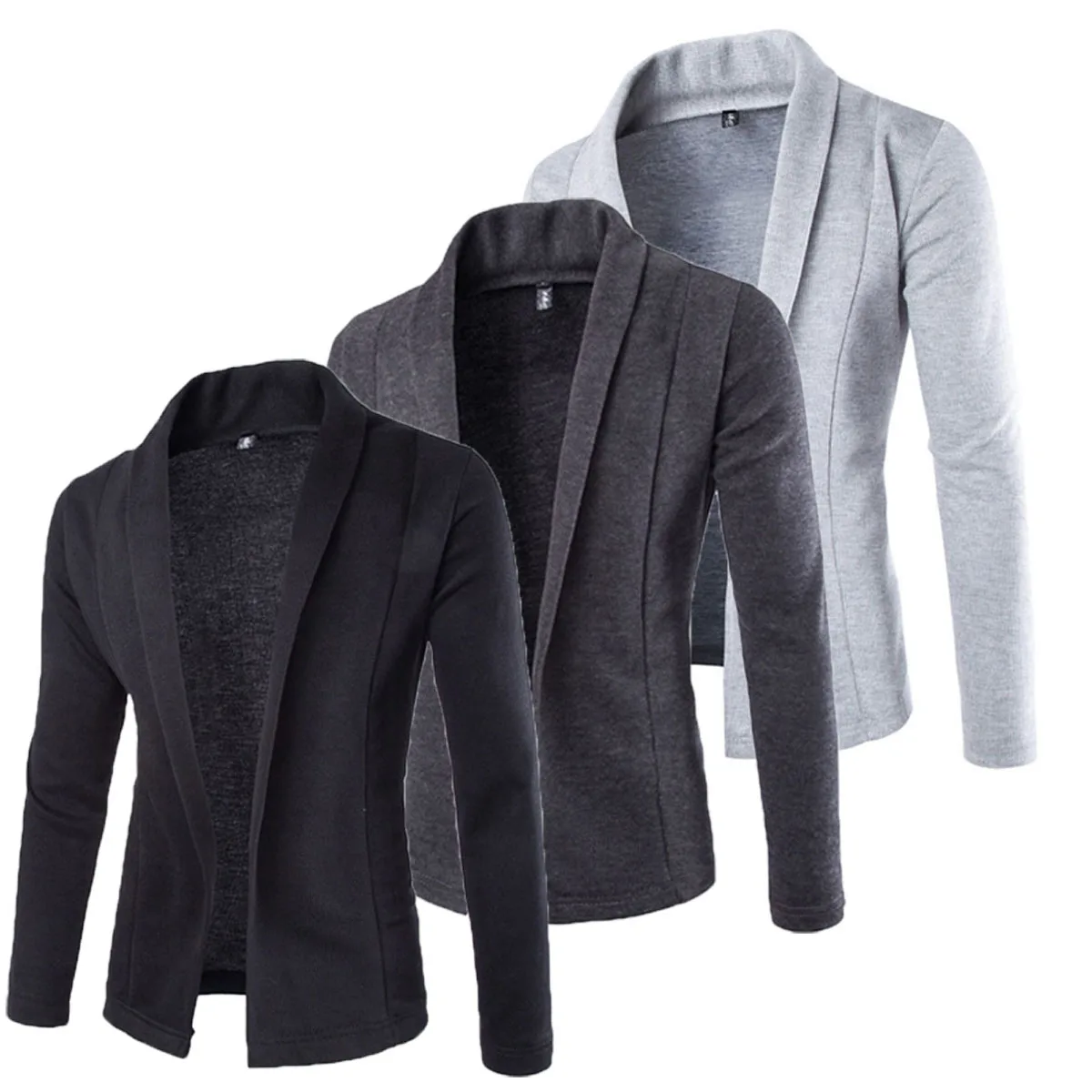 

Fashion 2020 Men's Casual Slim Fit Solid No Button Suit Blazer Business Work Coat Jacket Outwear