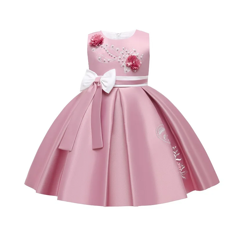 

Children Dress Summer New Embroidery Bow Little Girl Party Princess Dress For Girls Evening Dresses Kids Piano Performance Dress