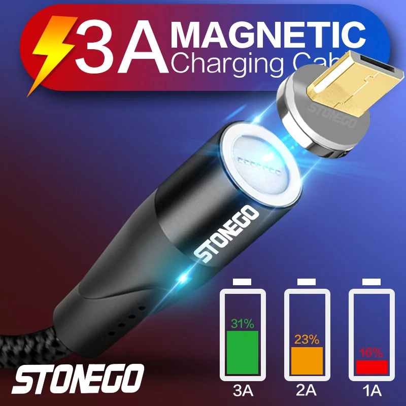 STONEGO Магнитный Быстрый кабель Micro usb зарядный телефонный кабель передачи данных для аndroid провода магнитное зарядное устройство для samsung Xiaomi huawei Mobile 3A