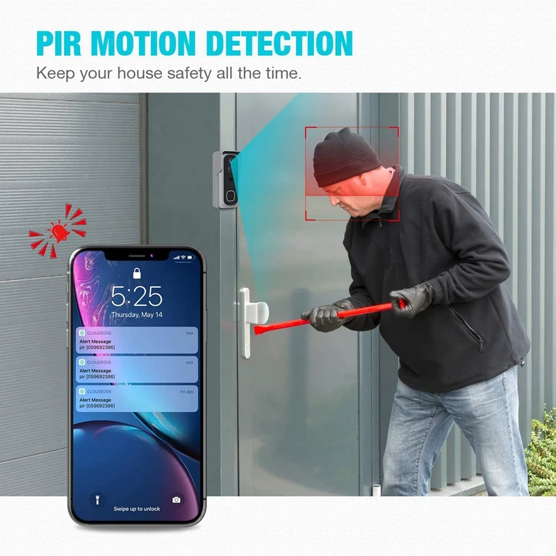 WiFi видео дверной звонок камера 1080P HD Беспроводной дом безопасности с 32 Гб