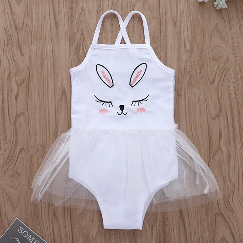 Платье пачка с принтом кролика Kawaii летняя пляжная одежда для малышей боди без