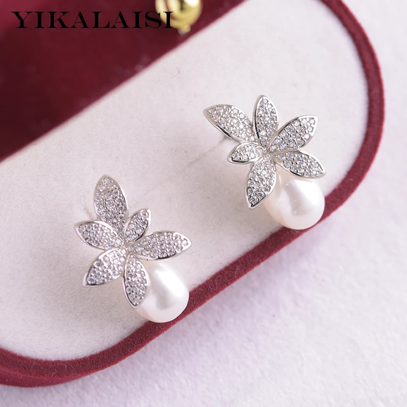 YIKALAISI-pendientes de plata de ley 925 para mujer, joyería con forma de gota de 8-9mm, pendientes de perlas naturales de agua dulce, novedad de 2021, venta al por mayor