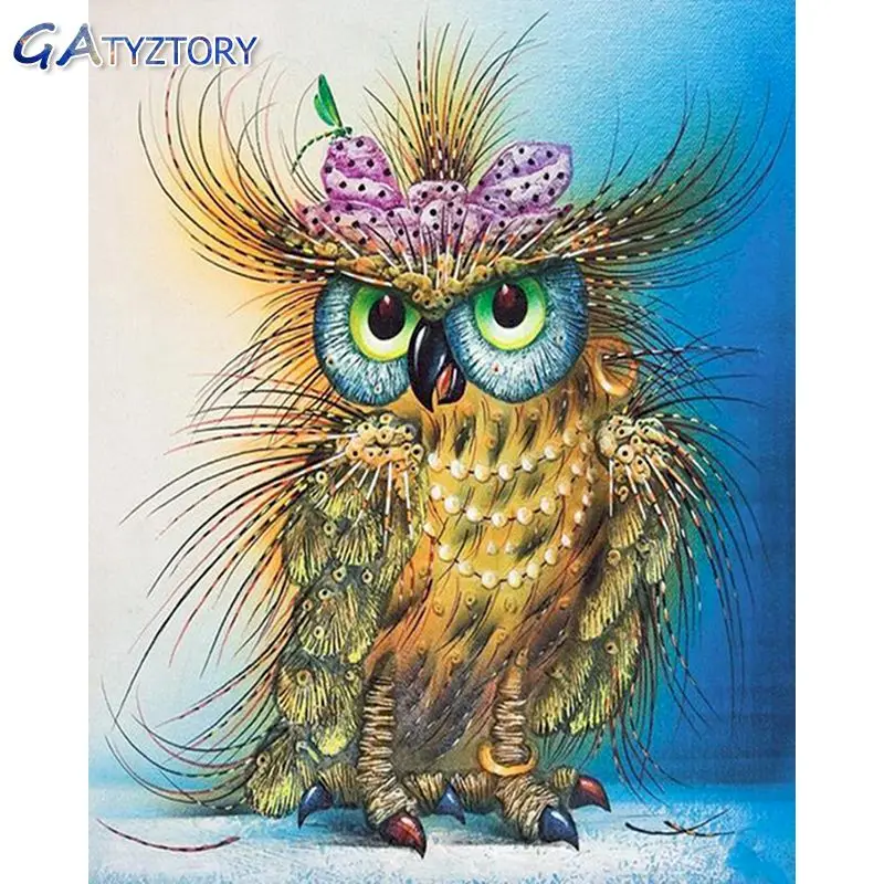 

GATYZTORY DIY Painting By Numbers Color owl paint by numbers for adults paint with numbers decor for the home 40x50cm photo fram