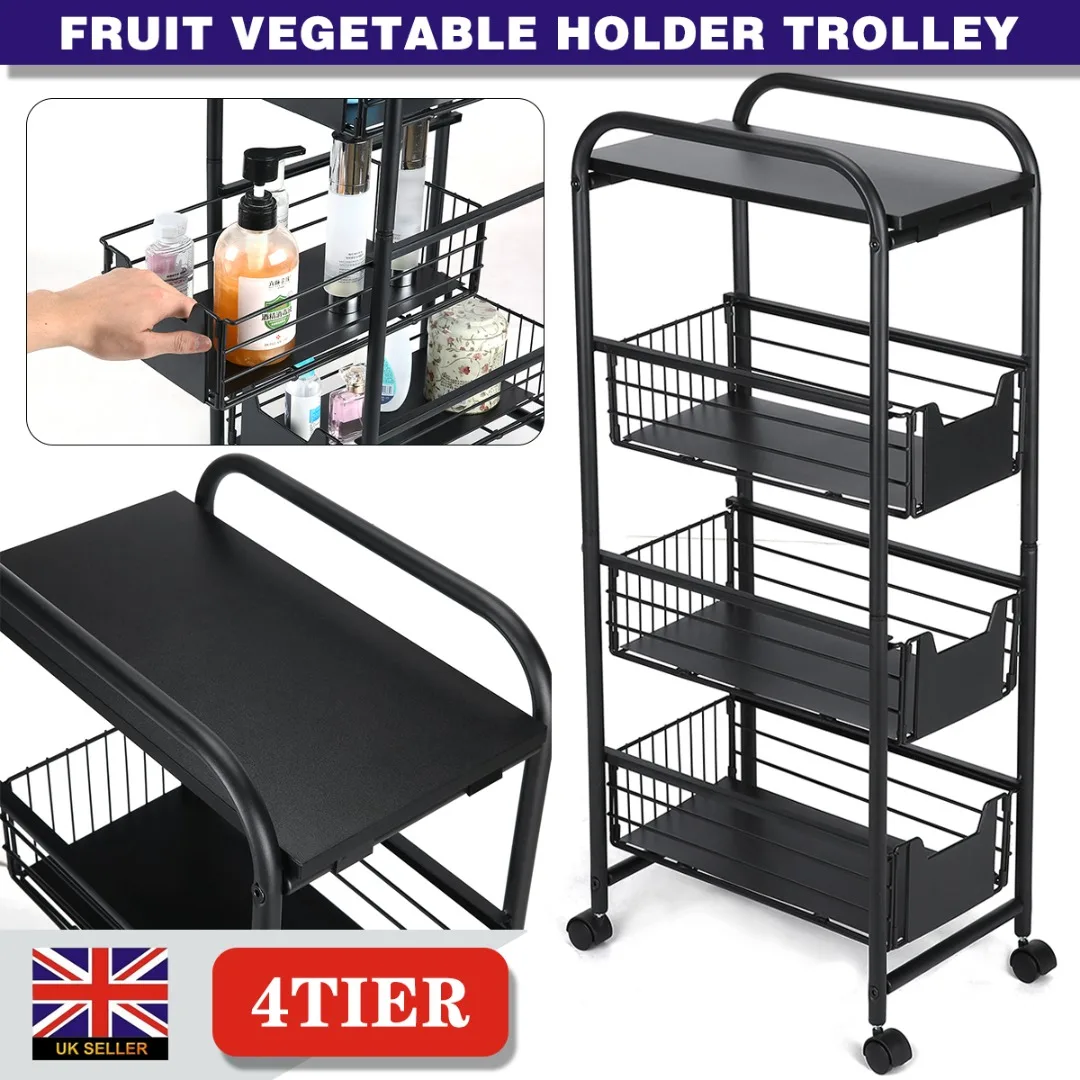 4-уровневая тележка для фруктов и овощей каркас из углеродистой стали держатель