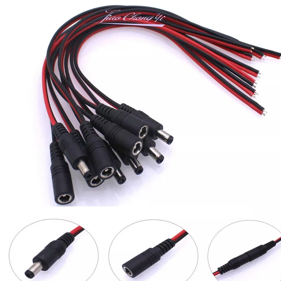 10 шт. 16AWG 5 5*2 мм/2 1 мм Высокое качество DC Мощность Jack с проводом DIY женский и мужской