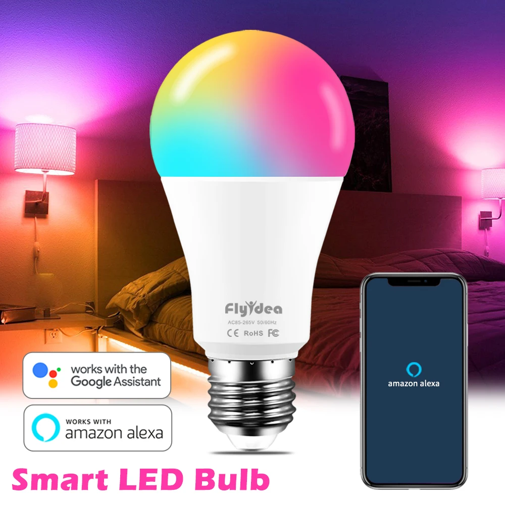 100 Вт эквивалент E27 умная светодиодная лампа меняющая цвет WiFi Голосовое