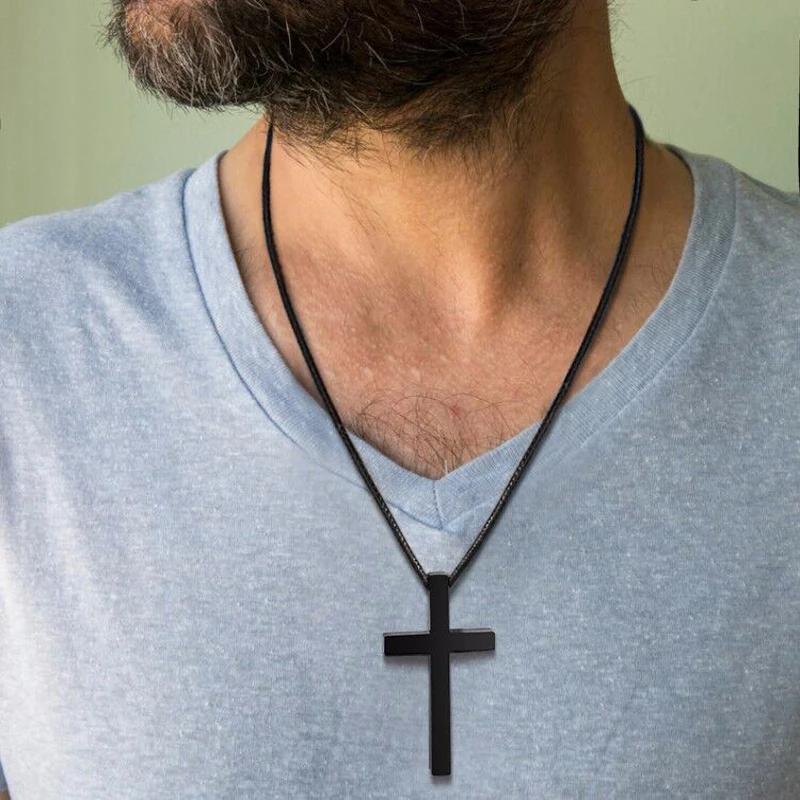 

MENS CROSS NECKLACE PHILIPPIANS 4:13 I CAN DO ALL THINGS THROUGH CHRIST WHO STRENGTHENS ME CROSS PENDANT WITH ROPE NECKLACE