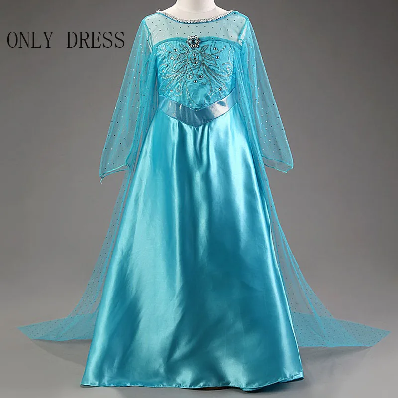 only dress1 Новинка года; платье Эльзы для девочек; платье принцессы Эльзы для костюмированной вечеринки; 2 платья; Детский костюм на Хеллоуин; детское платье в морском стиле - Цвет: only dress1