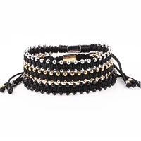 new design high quality small stainless steel beads handmade woven macrame bracelet jewelry for men women