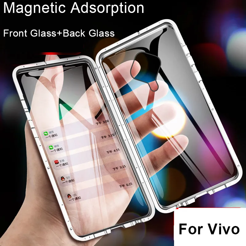 Двухсторонний чехол для Vivo V17 Neo Pro S5 Y9S стеклянный магнитный в