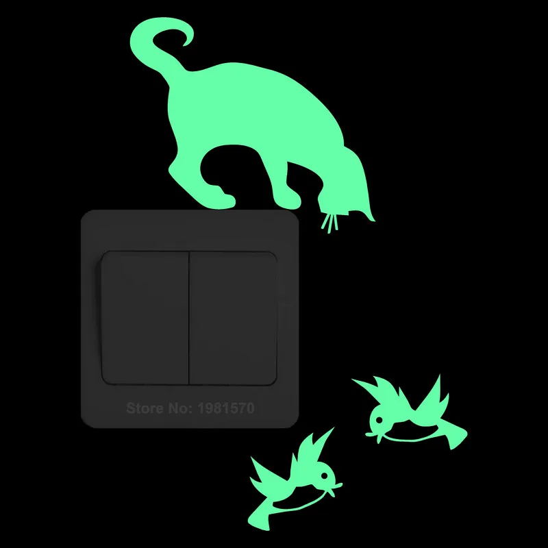 Светящиеся стикеры в виде кота светится темноте для детской комнаты домашний