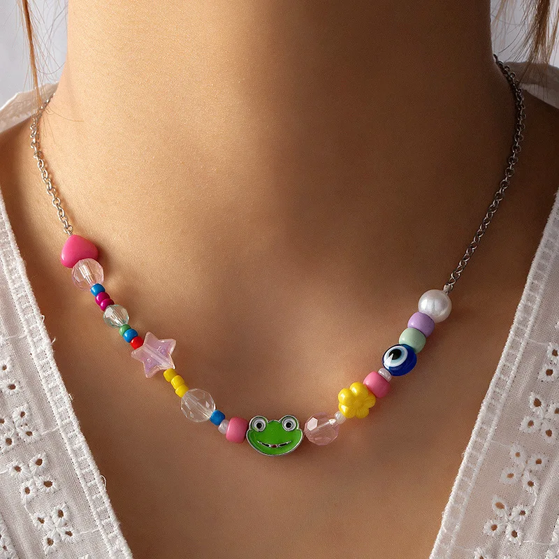 Новое милое модное ожерелье с подвеской в виде любовной звезды лягушки женское