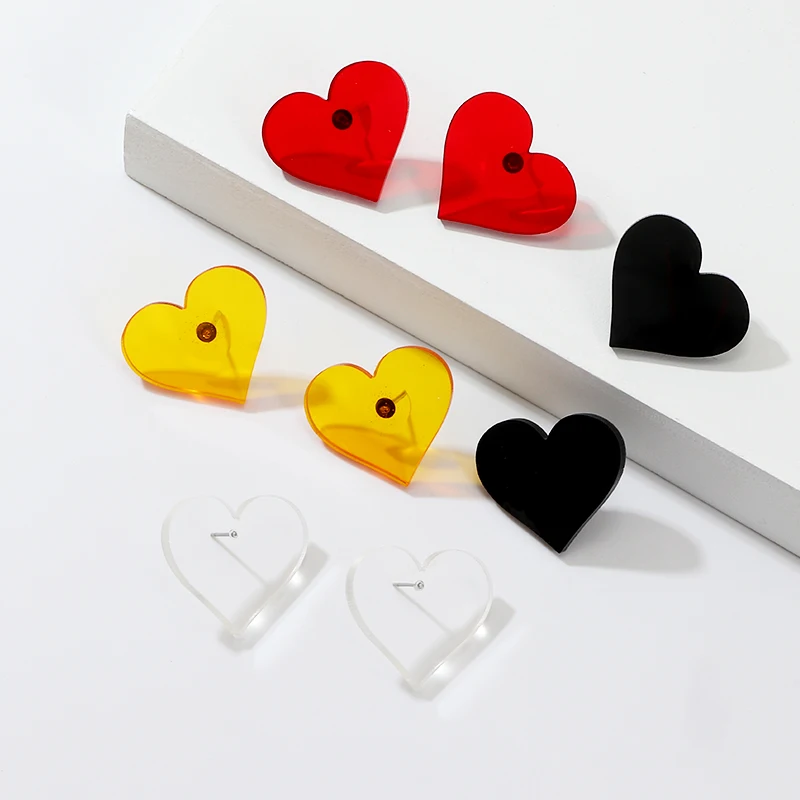 1 пара корейских сережек в форме сердца простые акриловые серьги гвоздики дикого