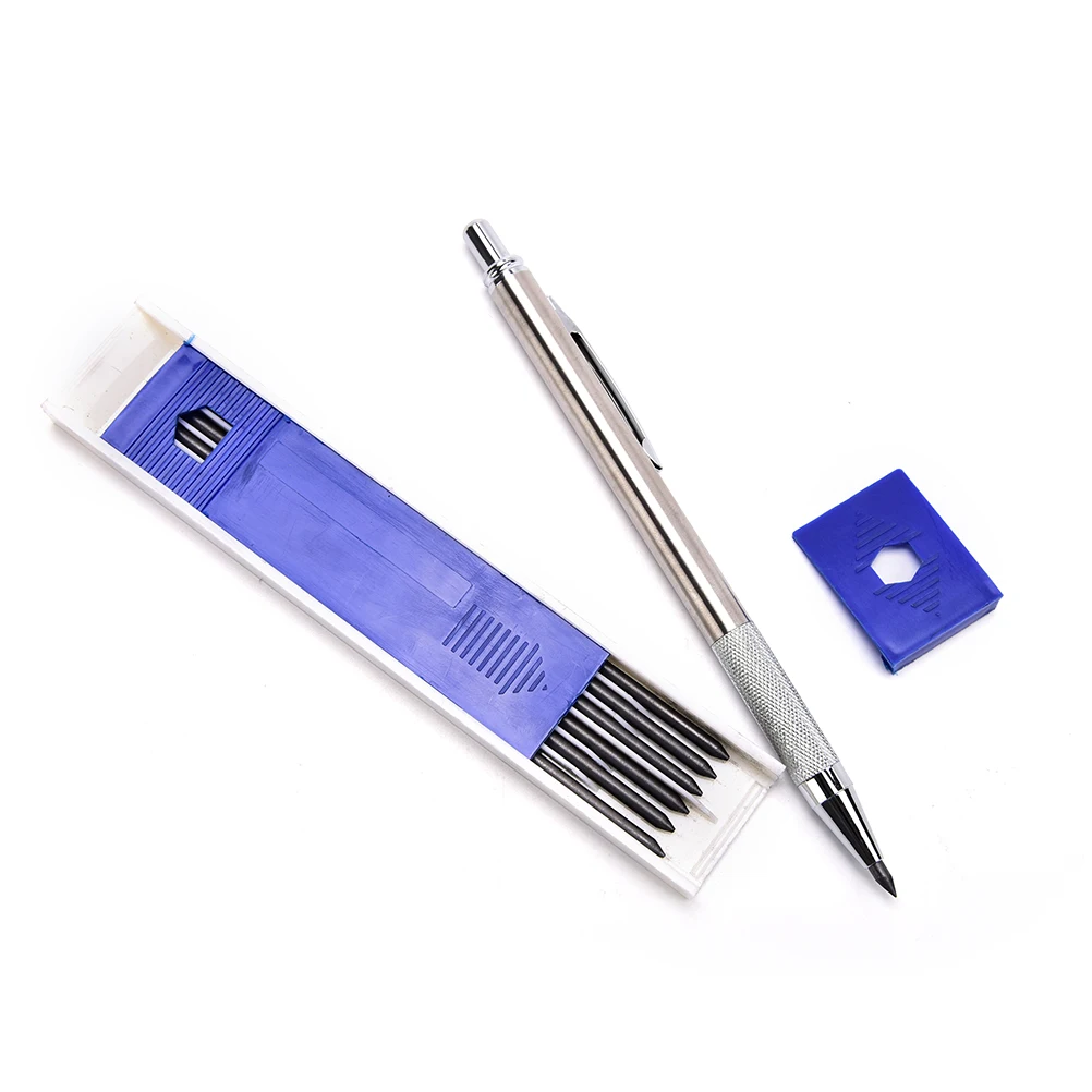 

3mm 1set Metal Automatic Pencil Silver Mechanical Pens For Kids Writing Gift Student School Stationary