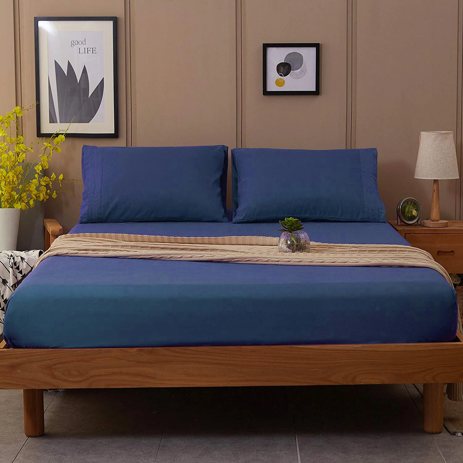 3/4 шт. Комплект постельного белья с глубоким карманом роскошное льняное