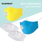 GLORSUN мультяшная детская маска для детей от 3 до 10 лет PM2.5 хлопковая маска с защитой от дымки дыхательный клапан Пылезащитная маска для рта фильтр с активированным углем