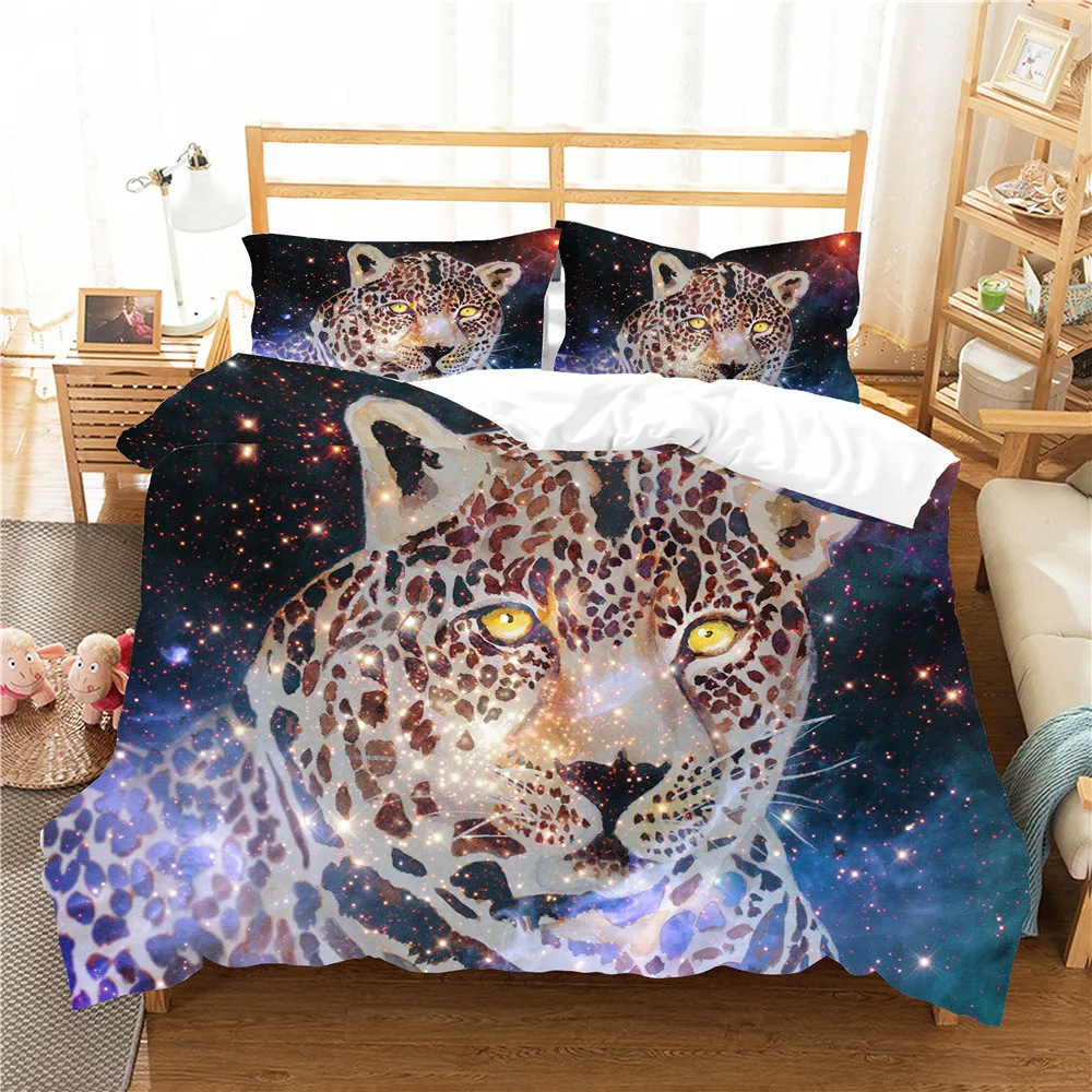 Яркие комплекты постельного белья с изображением звездного неба леопардовое