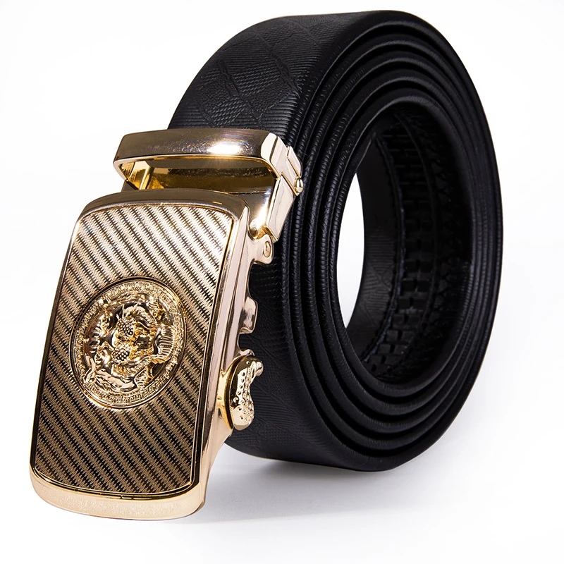 Hi-Tie роскошные часы дизайнерские ремни с пряжкой для мужчин Автоматическая пряжка черный ремень из натуральной кожи мужской костюм офисный Ремень джинсовый ремень - Цвет: DK-2070-DE-A