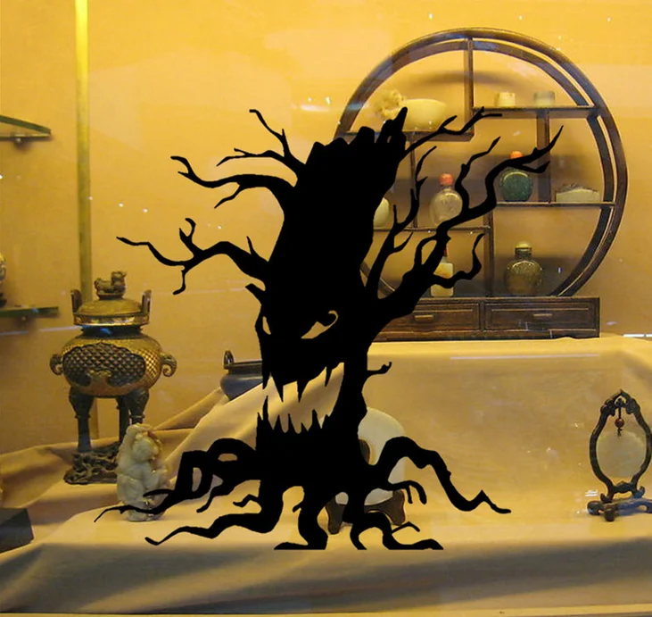 Хит Хэллоуин привидение дерево окно Настенная Наклейка Виниловая искусство