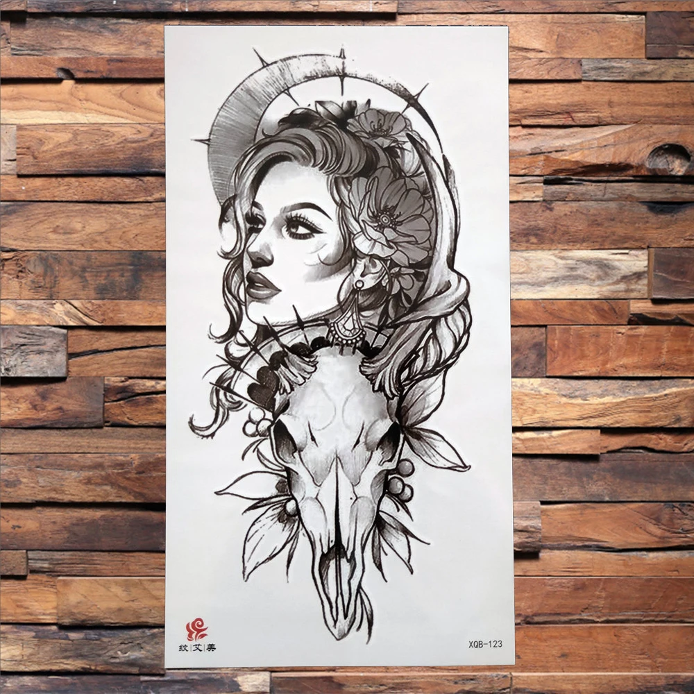 Черная змея Цветок временная татуировка для женщин мужчин дракон король