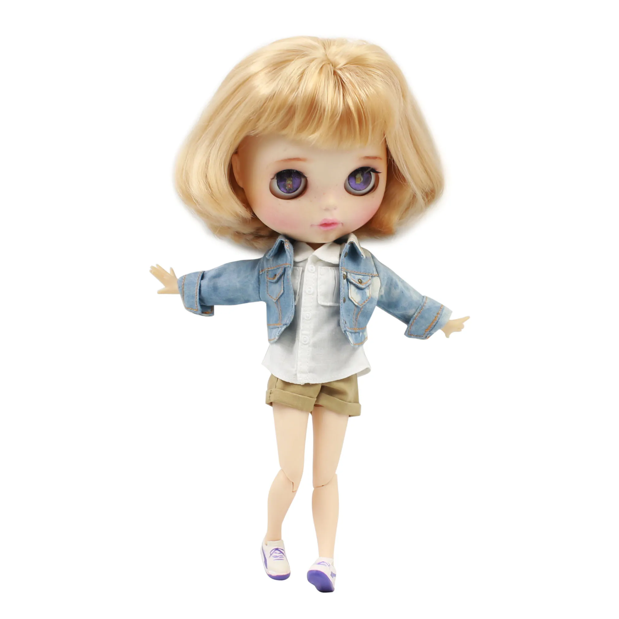 DBS Blyth icy 1/6 кукольная одежда бело-голубое джинсовое пальто подарок для девочки |