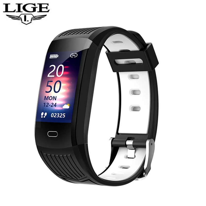 

LIGE Men Smart Watch Bluetooth Watch Full Touch Screen Fitness Tracker Waterproof Blood Pressure Smart Clock Watch