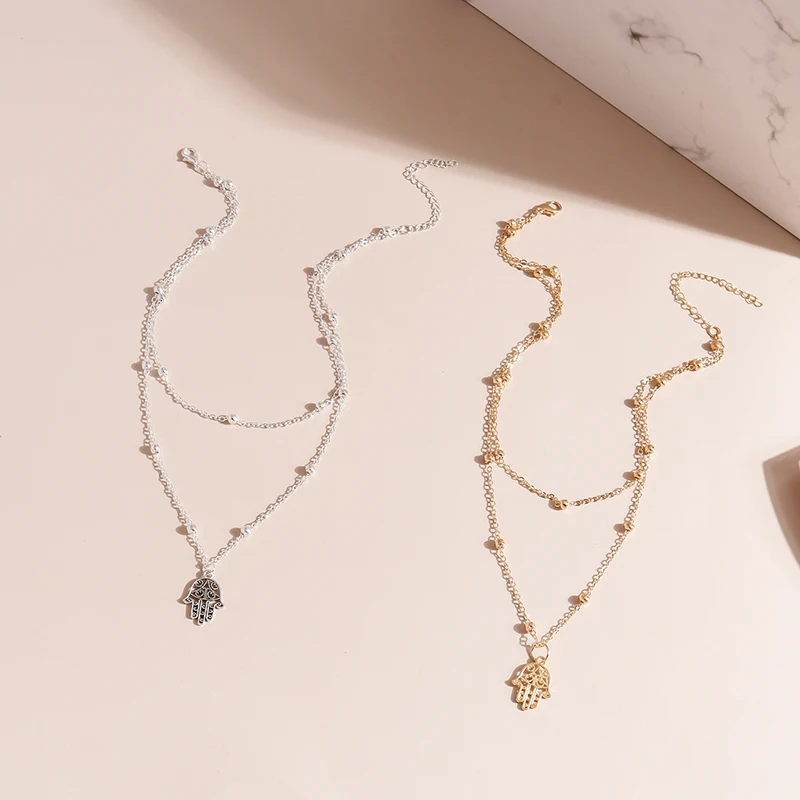 Уникальное многослойное ожерелье с бусинами для женщин Золотой Серебряный цвет