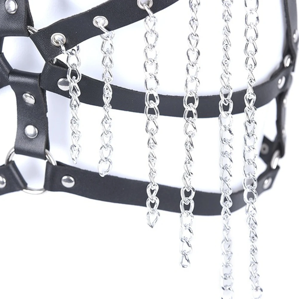 Сексуальный женский бюстгальтер из искусственной кожи нагрудный ремень цепь для